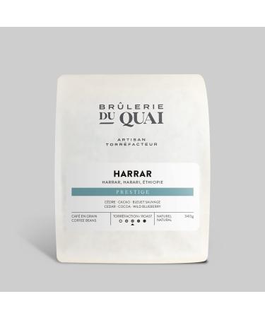 Ethiopia Coffee Harrar - Medium Roast-Espresso Blend-Whole Beans - 340g-Br lerie du Quai and Design Harrar-Medium Roast 340 g (Pack of 1)