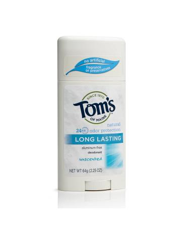 Tom's of Maine Natural Care Long-Lasting Unscented Deodorant Stick 2.25 Ounce Unscented 2.25 Ounce (Pack of 1)