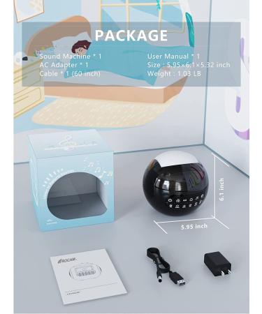 4-in-1 White Noise Sound Machine with Night Light for Kids & Adults | 42 Natural Soothing Sounds, Dual Alarm Clock, 2 USB Ports | Ideal for Bedroom, Office, Home | Auto-Off Timer | 16 Volume Levels - R-Black - Buy Online on GoSupps.com