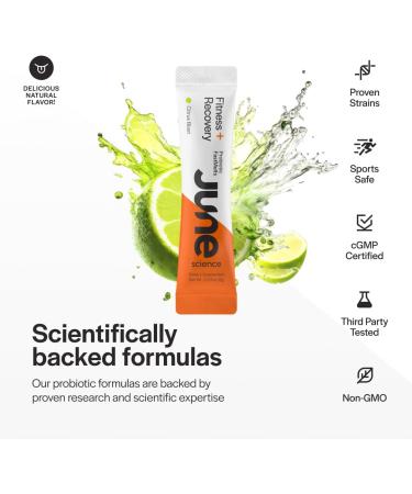 June Science Fitness + Recovery | Fast Melt Pre + Probiotic for Muscle Recovery + Training - Citrus Blast Flavor 30 Powder Sachets - Buy Online on GoSupps.com