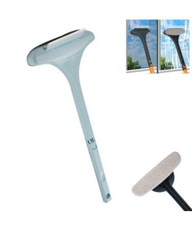 Realisticm 2 in 1 Mesh Cleaner Brush 2 in 1 Multifunctional Screen Brush Window Screen Cleaning Brush with Scraper Extendable Window Cleaning Tool Wet and Dry Dual Purpose Blue