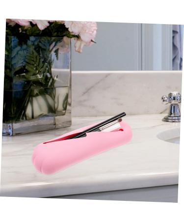 Angoily Silicone Makeup Brush Organizer Bag - Pink Cosmetic Brush Holder & Storage - Small Makeup Bags (20.5x6.5cm) for International Shipping - Buy Online on GoSupps.com