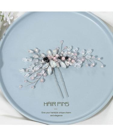 Unicra Crystal Bride Wedding Hair Pins Silver Rhinestone Clips Headpiece Bridal Hair Accessories for Women and Bridesmaid - Buy Online on GoSupps.com