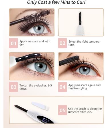 Rechargeable Heated Eyelash Curler with Comb for Long Lasting Natural Curls - White - Buy Online on GoSupps.com