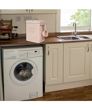 Washing Powder Can Metal 4L Retro Washing Powder Box with Dosing Iron Spoon Household Washing Powder Container Detergent Box with Lid Storage Box Powder Detergent Storage 16 cm x 11.7 cm x 20 cm Pink - Buy Online on GoSupps.com