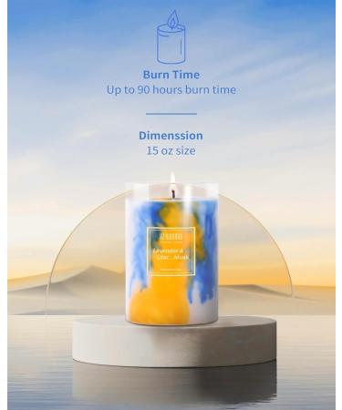 Lavender Candle - Hand-Poured Soy Wax | Aromatherapy Beach Ocean Scent | 90-Hour Burn Time | Perfect Candle Gifts for Women | 15oz Lavender & Lilac Musk - Buy Online on GoSupps.com