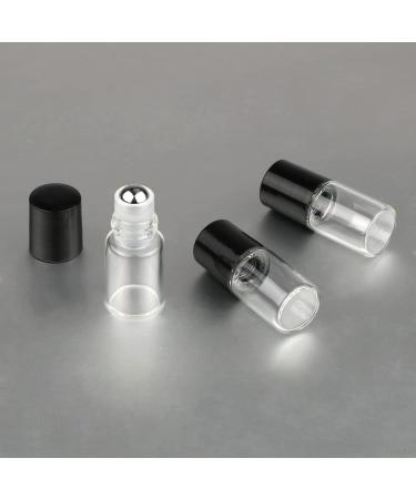 25 Pcs Clear Glass Mini Roll On Bottles - Empty 2ml Roller Ball Bottles for Essential Oils, Perfume, Lip Balm - Cosmetic Sample Vials with Black Cap - Buy Online on GoSupps.com