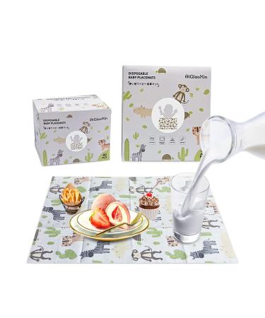 20PCS Disposable Placemats for Baby and Children  Waterproof  Absorbent  Leak-Proof  Suitable for Home  Outdoor Travel and School Use  etc.  Happy Zoo Theme