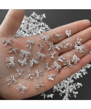 50 Pieces 3D Alloy Bow & Butterfly Nail Charms - Silver Nail Art Decorations for Stunning Nail Designs - Buy Online on GoSupps.com
