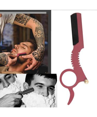 Manual Stainless Steel Men's Razor - Thumb Shape Straight Shaver for Facial Hair Removal (Red) - International Shipping Available - Buy Online on GoSupps.com