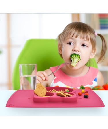 Silicone Divided Toddler Plates - Non Slip Suction Plates for Babies & Kids - BPA Free FDA Approved - 7owl-red - Buy Online on GoSupps.com