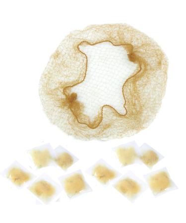 NATUCE 30 Pcs Hair Nets Hair Bun Holder Ballet Elastic Edge Hair Net Cap Holder for Ballet Dance Nurse and so on (Gold)