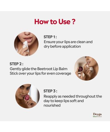 Deyga Beetroot Lip Balm Classic 10g | Nourishing Lip Repair for Dry Chapped & Pigmented Lips | 100% Natural Formula with Beetroot Almond Jojoba & Shea Butter for Soft Smooth Hydrated Lips - Buy Online on GoSupps.com