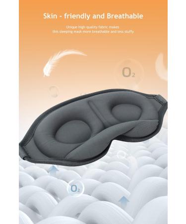 3D Light Blocking Sleep Mask - Contoured Comfort for Night Sleep, Travel, Yoga - Adjustable Strap - Grey - Buy Online on GoSupps.com