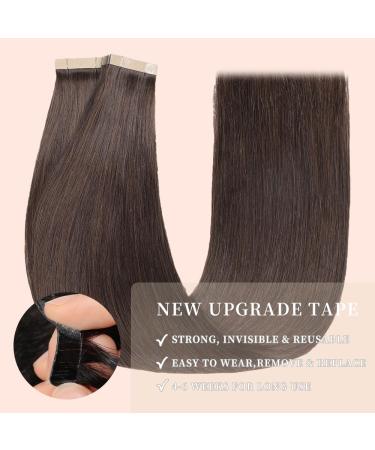 YDDM 20Pcs Dark Brown Invisible Tape Hair Extensions - 18 Inch Real Hair Weft for Seamless Volume & Length - Buy Online on GoSupps.com