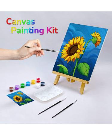 VOCHIC Canvas Painting Kit - Pre Drawn 8x10 Canvas for Adults | Paint and Sip Sunflower Art Set with 8 Acrylic Colors, Brushes, and Palette | Party Supplies Included - Buy Online on GoSupps.com