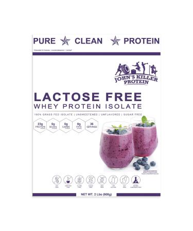 John's Killer Protein Ultra Low Lactose Grass Fed Isolate 2 lb Unflavored Unsweetened.