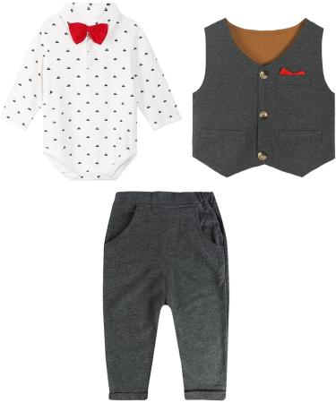 Mint Green Baby Boys Formal 3-Piece Outfit | Gentleman Wedding Tuxedo Set in Grey | 18-24 Months - Buy Online on GoSupps.com