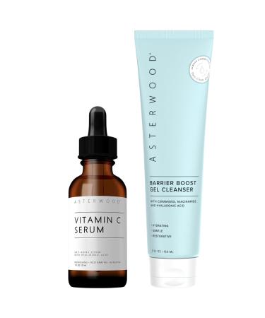 Asterwood Naturals Vitamin C Serum 1 oz + Barrier Boost Cleansing Gel 5.29 Fl Oz