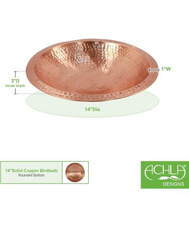 Achla Designs 201-9903 Hammered Solid Bowl w/Rim Birdbath Satin Copper - Buy Online on GoSupps.com
