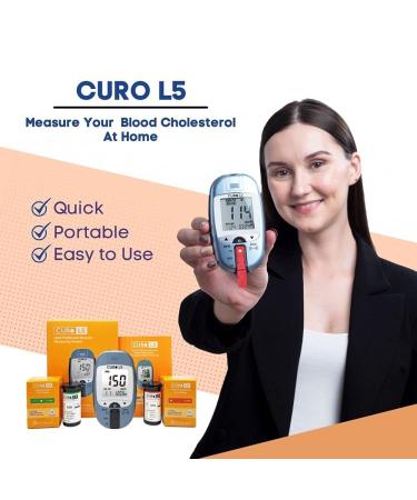 Home Blood Cholesterol Test Kit - Total Cholesterol & Triglycerides with CURO L5 Meter | 10 Test Strips Each | Easy & Accurate Results - Buy Online on GoSupps.com