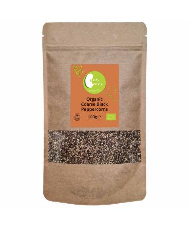 Organic Coarse Black Peppercorns - Certified Organic - by Busy Beans Organic (100g)