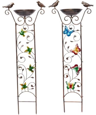 Kolibri 2-in-1 Wet Moss Bird Potions & Garden Trellis - Metal Bird Water Dispenser & Retro Stand Feeder for Outdoor Garden Decoration - Buy Online on GoSupps.com