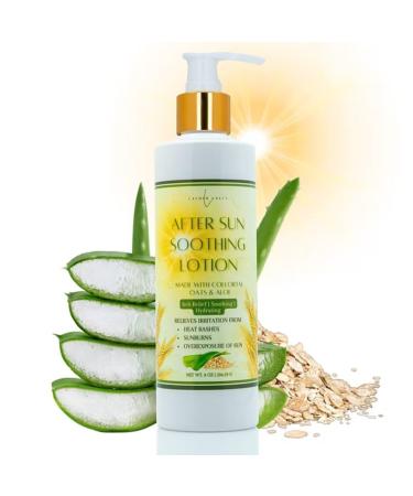 Lather Green - After Sun Soothing Natural Body Lotion with Aloe & Oats for Sunburn Relief & Hydration 6 oz