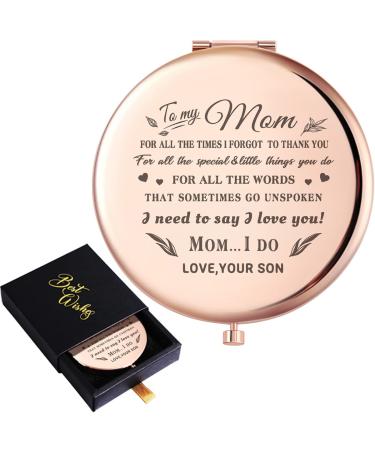 Wailozco to My Mom I Love You Love Saying Rose Gold Compact Mirror for Mom from Son Unique Meaningful Mom Gifts for Mom Mother Mother's Day Birthday Christmas from Son