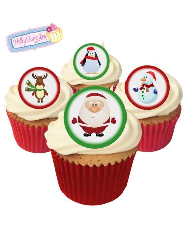 24 Fabulous Pre-Cut Edible Wafer Cake Toppers: Christmas Characters