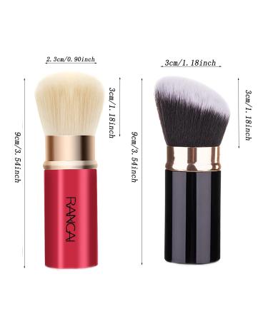 Canzoon Retractable Powder Brush Set - 2PC Blush & Foundation Brushes for Travel - Soft Versatile Black & Red Gold - Buy Online on GoSupps.com