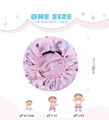 Kids Satin Sleep Cap 2 Pack - Unicorn & Black | Adjustable Silk Hair Bonnet for Babies & Toddlers with Curly Hair - Buy Online on GoSupps.com