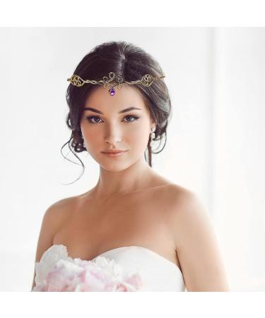 Lurrose Makeup Headbands Iron Circlet Headband Gold Hair Hoop with Jewels Mental Hair Clasp Cosplay Hair Band for Girls Women Kids Makeup Headband - Buy Online on GoSupps.com