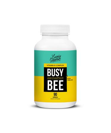 LIVELY VITAMIN CO. Busy Bee - Highly Bioavailable B Complex - Choline - Energy - Stress - Brain Function - Fog - Mental Clarity - Oxidative Damage - Dairy Soy Gluten Free - 90 Vegan Capsules