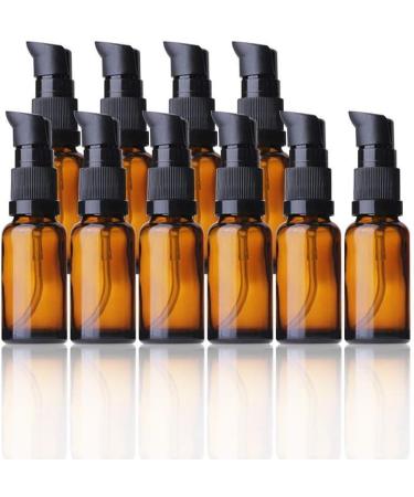 20ml Brown Refillable Glass Bottles with Pump - 5 Pack Travel Lotion & Essential Oil Containers - Buy Online on GoSupps.com