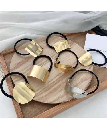 Ponytail Hair Cuff Set - 4 Metal Circle Hair Ties for Women and Girls - Gold - Buy Online on GoSupps.com
