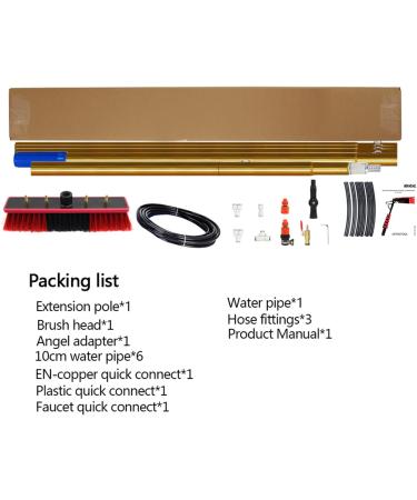 Water Fed Pole Kit Adjustable Window Cleaning Pole 180 Rotatable Brush Head Telescopic Cleaning Brush Outdoor Window Glass Washer Washing Equipment-30FT(9M) - Buy Online on GoSupps.com