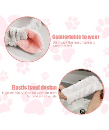 3 Pieces Cute Cat Ear Headband and Wrist Straps Set for Washing Face Spa Soft Elastic Facial Care hairband Fluffy Headband Wristbands for Women Girls Shower Sports Makeup Bath (White) - Buy Online on GoSupps.com