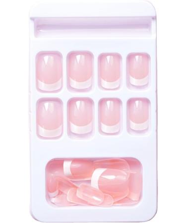 French Tip Press on Nails - Short Press On Nails with Nail Tips White edged pink Design Glossy press on nails Acrylic False Nails Cute Artificial Nails - Buy Online on GoSupps.com