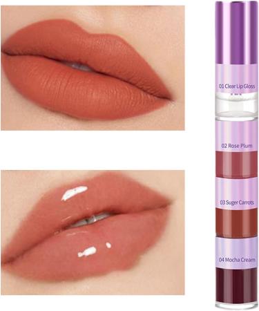  Njidher Lip Gloss | 4-in-1 Waterproof Gloss Liquid Lipstick for Shopping Repairs Girl's Travel Business Trip Stage Date Meeting - Buy Online on GoSupps.com