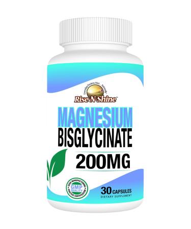 Rise-N-Shine - Magnesium Bisglycinate 200 mg - Joint & Muscle Support - Supplement to Support Energy Digestion and Bones - Magnesium for Sleep Support and Rest (30 Capsules)