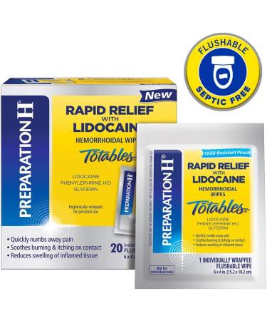 Preparation H Rapid Relief Hemorrhoid Wipes with Lidocaine - 20 Count - Buy Online on GoSupps.com