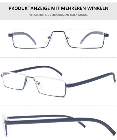 Shop Lanomi Narrow Reading Glasses with Blue Light Filter Metal & TR90 Flexible Arms for Men & Women - HD Lens 1.25 Diopters with Case - Buy Online on GoSupps.com