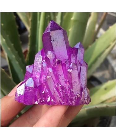 Stone Crafts Rare Beautiful Purple Flame Aura Quartz Crystal Cluster Specimen Reiki Crystals - Buy Online on GoSupps.com