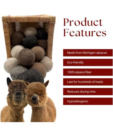 Handmade 100% Organic Alpaca Dryer Balls - Set of 3 | Hypoallergenic & Long Lasting | Made in USA - Buy Online on GoSupps.com