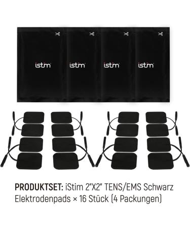 ISTIM Super Soft 5x5 cm TENS-EMS Self-Adhesive Electrode Pads - 16 Pieces for Pain Relief & Muscle Growth - Compatible with 2mm Devices - Buy Online on GoSupps.com