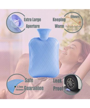 FORICOM Hot Water Bag with Cover for Pain Relief - 1.8L Classic Hot Water Bottle for Menstrual Cramp - Sky Blue - Buy Online on GoSupps.com