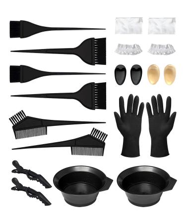 Guokoo 20 Pcs Hair Dye Kit - DIY Salon Hair Coloring Bleaching Tools Set - Includes Disposable Shawl Shower Cap Hairpins Brush Comb Hair Tinting Bowl Dye Brush Ear Cover and Gloves