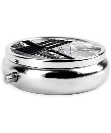 Brooklyn Bridge Printed Mini Round Pill Box | 3 Compartment Travel Pill Organizer | Portable Medicine Case for Home & Office - Buy Online on GoSupps.com