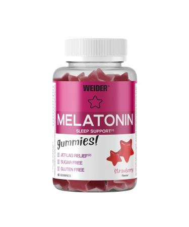 Weider Melatonin Gummies (60 Gummies). Strawberry Taste.1 mg of Melatonin per Gum. Sugar Free. Gluten Free.
